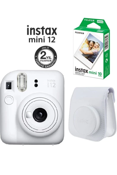 Instax Mini 12 Beyaz Fotoğraf Makinesi 10'lu Film ve Çantalı Seti 98