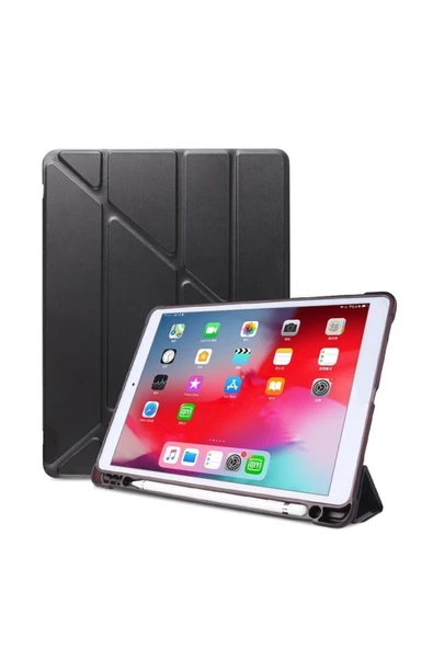 Samsung Galaxy Tab A9 8.7 Inç Uyumlu Kalem Bölmeli Uyku Modlu Arkası Silikon Kapak Kılıf SM-X110  SİYAH - 1