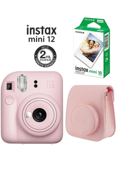 Instax Mini 12 Pembe Fotoğraf Makinesi 10'lu Film ve Çantalı Seti 98 ürün görseli