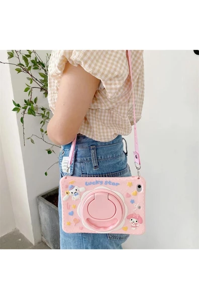 Apple Ipad 8. Ve 9. Nesil 10.2 Inç 2020 / 2021 Uyumlu Kedi Kılıf Standlı Eğlenceli Koruma  LUCKY PEMBE - 5