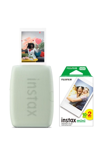 Instax mini Link 3 Yeşil Akıllı Telefon Yazıcısı ve 20'li mini Film