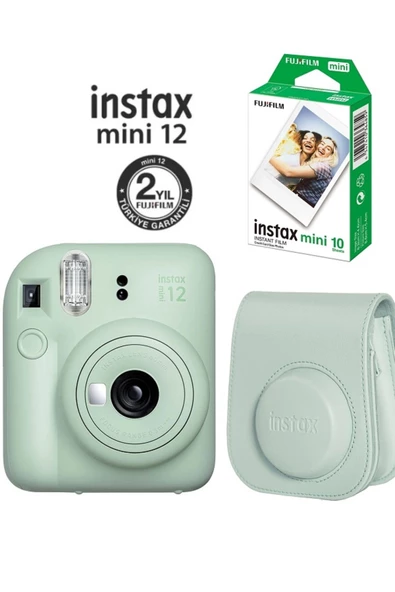 Instax Mini 12 Yeşil Fotoğraf Makinesi 10'lu Film ve Çantalı Seti 98