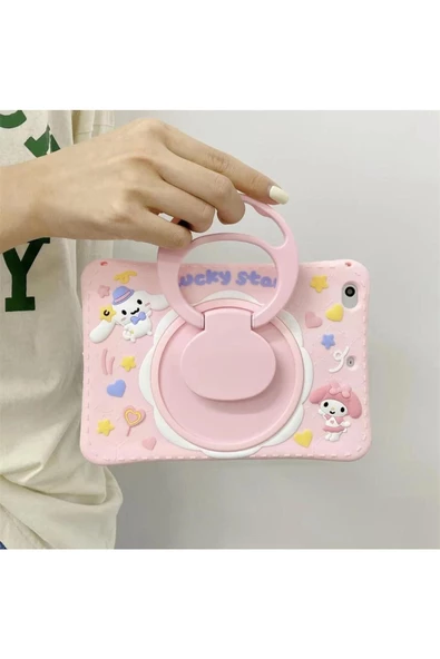 Apple Ipad 8. Ve 9. Nesil 10.2 Inç 2020 / 2021 Uyumlu Kedi Kılıf Standlı Eğlenceli Koruma  LUCKY PEMBE - 2
