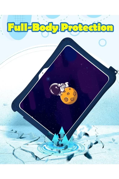 Ipad 10. Nesil 10.9 Inç 2022 Uyumlu Popit Kılıf Standlı Eğlenceli Askılı Silikon  LACİVERT - Resim 5