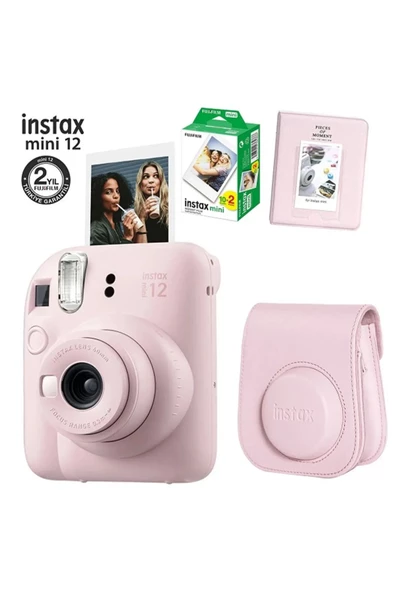 Mini 12 Pembe Fotoğraf Makinesi-20li Film-pvc Albümlü Çantalı Seti 1 - Resim 2
