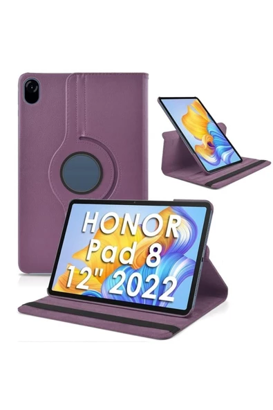 Honor Pad 8 12'' Inç 2022 Uyumlu 360 Dönen Koruyucu Tablet Kılıfı Hey-w09  Mor