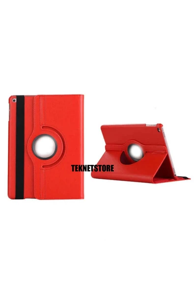 Apple Ipad 5. 6. Nesil 2017 2018 9.7" Inc Tablet Standlı 360° Dönebilen Deri Kılıf Leather Case  Kırmızı - 2