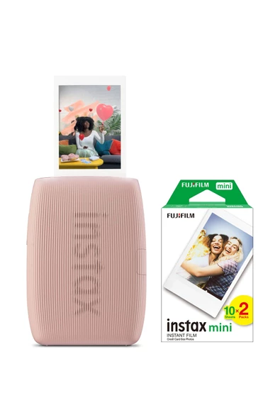 Instax mini Link 3 Pembe Akıllı Telefon Yazıcısı ve 20'li mini Film