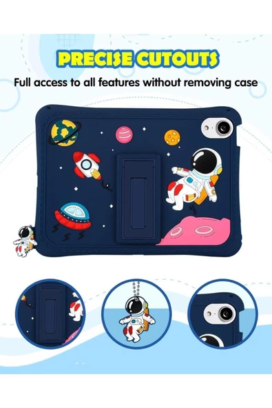 Ipad 10. Nesil 10.9 Inç 2022 Uyumlu Popit Kılıf Standlı Eğlenceli Askılı Silikon  LACİVERT - Resim 2