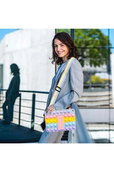 Samsung Galaxy Tab A8 10.5 (2021) Sm-x200 Uyumlu Popit Standlı Çocuk Kılıfı Askılı Pop It Push - Resim 8