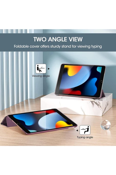 Apple Ipad 8. ve 9. Nesil 10.2 Inç Uyumlu Tablet Kılıfı Ekran Koruyucu Dokunmatik Kalem Seti  MOR - 5