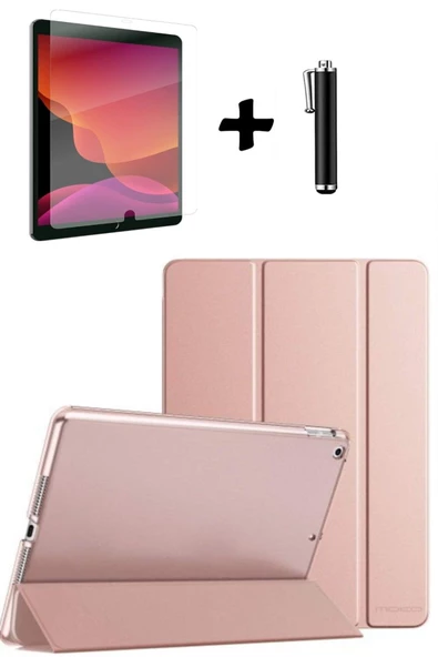 Apple Ipad 8. ve 9. Nesil 10.2 Inç Uyumlu Tablet Kılıfı Ekran Koruyucu Dokunmatik Kalem Seti  ROSE GOLD