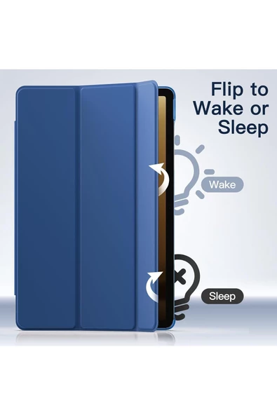 Samsung Galaxy Tab S9 FE SM-X510 X516 X518 Kılıf 10.9" Uyumlu Kılıf Akıllı Smart Standlı Kapaklı  Lacivert - Resim 5