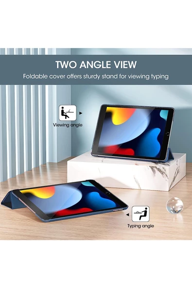 Apple Ipad 8. ve 9. Nesil 10.2 Inç Uyumlu Tablet Kılıfı Ekran Koruyucu Dokunmatik Kalem Seti  LACİVERT - 5