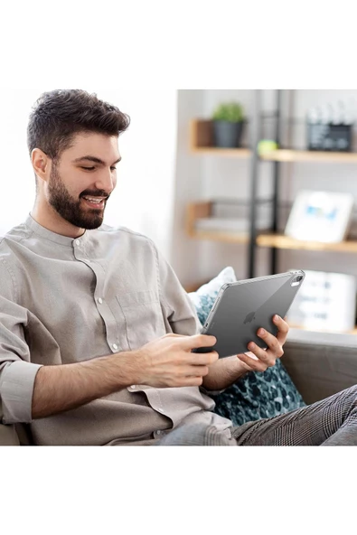 Apple Ipad Air 6 11 Inç 2024 M2 Çip Uyumlu Kılıf Silikon Koruyucu + Ekran Koruyucu + Kalem - 4