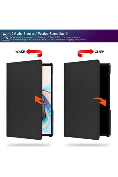 Xiaomi Redmi Pad Se 11 Inç Tablet Uyumlu Uyku Modlu 360 Döner Pu Deri Kılıf Seti SİYAH - 6