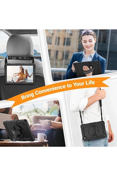 Samsung Galaxy Tab A9 Plus 11 Inç Tablet Uyumlu Sm-x210 Tablet Kılıfı Askılı Defender Yüksek Koruma - 5