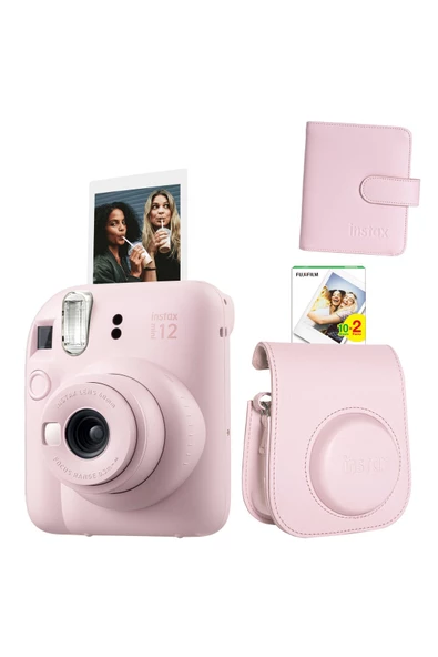 Mini 12 Pembe Fotoğraf Makinesi ve Albümlü Çantalı Seti 88