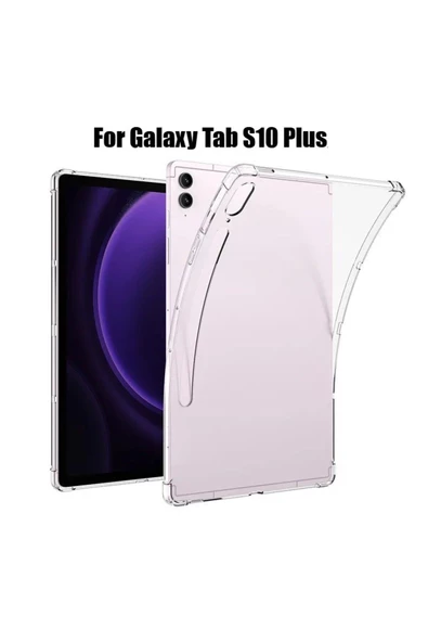 Samsung Galaxy Tab S10+ Plus 12.4 Inç Tablet Uyumlu Silikon Kılıf Şeffaf Köşe Korumalı SM-X820