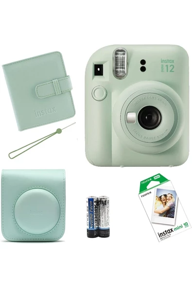 İnstax Mini 12 Fotoğraf Makinesi+Askı+pil +10'lu film+Albüm (LİLA)