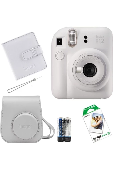 İnstax Mini 12 Fotoğraf Makinesi+Askı+pil +10'lu film+Albüm (LİLA)