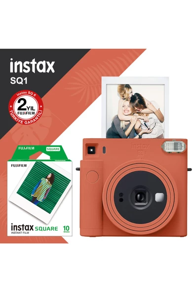 Instax Sq1 Terracotta Turuncu Fotoğraf Makinesi Ve 10'lu Kare Film