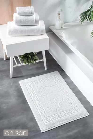 Beyaz Greek Ayak Havlusu - 50x70 Cm, 245 Gr, %100 Pamuk, Spa Ve Otel Banyo Paspası, Günlük Kullanıma Uygun - 3