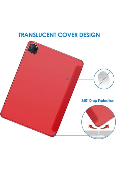 Apple Ipad Pro 4. Nesil M2 2022 11 Inç Tablet Uyumlu Flip Smart Standlı Akıllı Kılıf Smart Cover  Kırmızı - 2