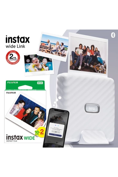 Instax Wide Link Beyaz Akıllı Telefon Yazıcısı Ve 20'li Film