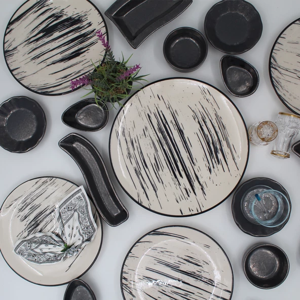 Anka 19 Parça Kahvaltı Takımı - Desenli Siyah File - 3