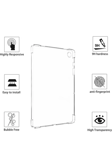Samsung Galaxy Tab A9 8.7'' Inç Tablet Uyumlu Silikon Kılıf Şeffaf Köşe Korumalı Sm-x110 - 5