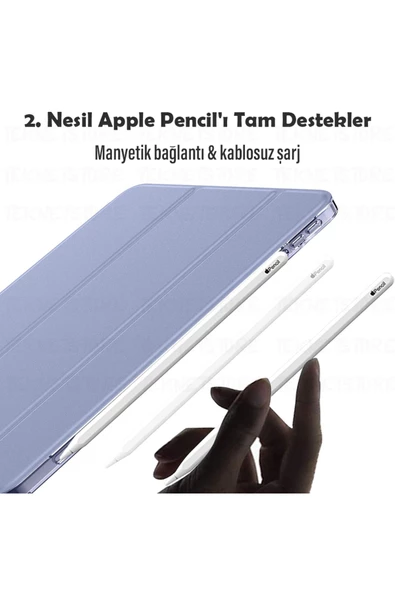 İpad Air 11" M3 (2025) / M2 (2024) / Air 10.9" (2022 / 2020) Kılıf Kapaklı Standlı Uyku Modlu Smart  Lila - Resim 3