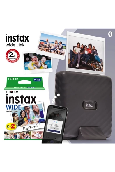 Instax Wide Link Gri Akıllı Telefon Yazıcısı Ve 20'li Film