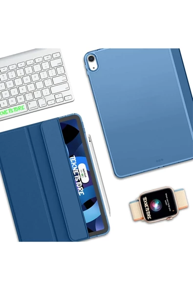 İpad Air 11" M3 (2025) / M2 (2024) / Air 10.9" (2022 / 2020) Kılıf Kapaklı Standlı Uyku Modlu Smart  Lacivert - 7
