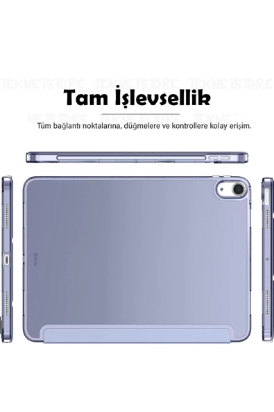 İpad Air 11" M3 (2025) / M2 (2024) / Air 10.9" (2022 / 2020) Kılıf Kapaklı Standlı Uyku Modlu Smart  Lila - Resim 5