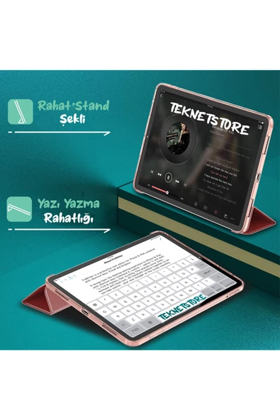 İpad Air 11" M3 (2025) / M2 (2024) / Air 10.9" (2022 / 2020) Kılıf Kapaklı Standlı Uyku Modlu Smart  Lila - Resim 6