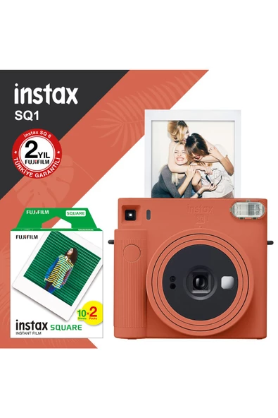 Instax Sq1 Terracotta Turuncu Fotoğraf Makinesi Ve 20'li Kare Film