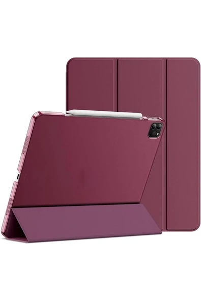 Apple Ipad Pro 4. Nesil M2 2022 11 Inç Tablet Uyumlu Flip Smart Standlı Akıllı Kılıf Smart Cover  Mürdüm