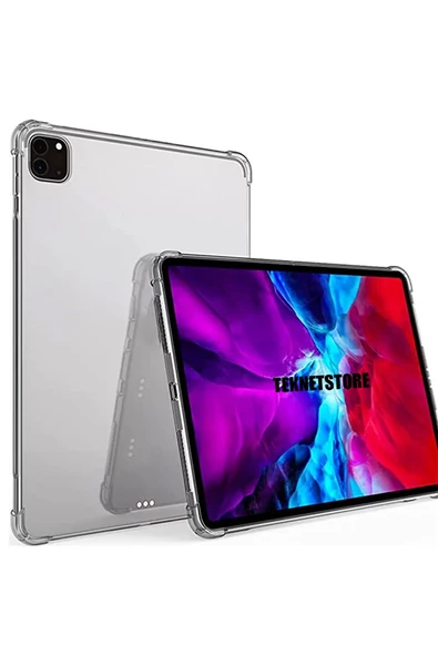 Apple Ipad Pro 12.9" M2 Çip 2022 6.nesil Uyumlu Tablet Kılıfı Lux Silikon Şeffaf Kılıf - 3
