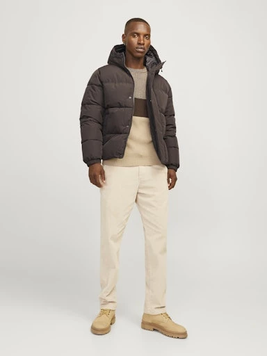 Jack Jones Erkek Jjebradley Puffer Hood  Kahverengi Mont 12256974KA - 3