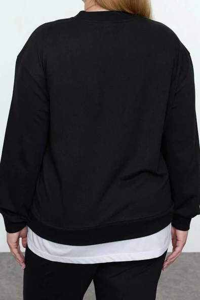 Büyük Beden Regular Bisiklet Yaka Standart Kol Regular Lola Bunny Lisanslı Örme Sweatshirt - 4