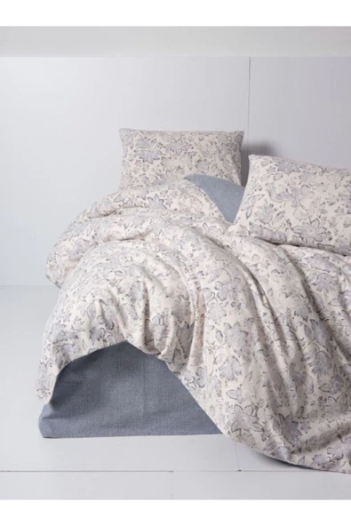 Cottonbox Flanel Nevresim Takımı Çift Kişilik Ruby Antrasit