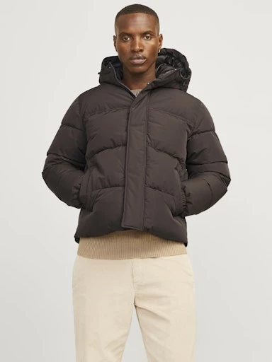 Jack Jones Erkek Jjebradley Puffer Hood  Kahverengi Mont 12256974KA - 2