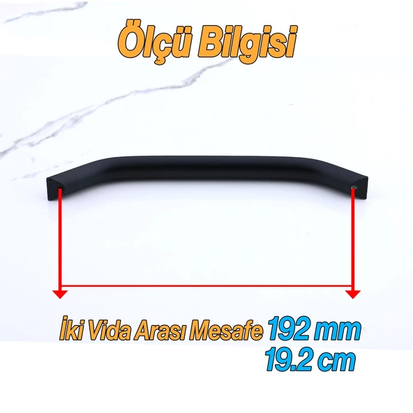 Şahin Siyah Metal Kulp 192 mm - 19.2 cm Mobilya Çekmece Mutfak Dolabı Dolap Kulpları Kulbu Kulpu - Resim 2