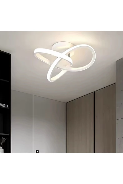 burenze Modern Tasarım Bumerang Tekli Sarkıt Led Avize Beyaz Gövde Salon Mutfak Hol Oturma Odası Avizesi