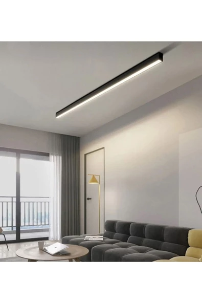 burenze Cata Marka 1. Sınıf Kalite Modern Lineer Led Tavana Sıfır Led Avize Gün Işığı Siyah Kasa 120 Cm