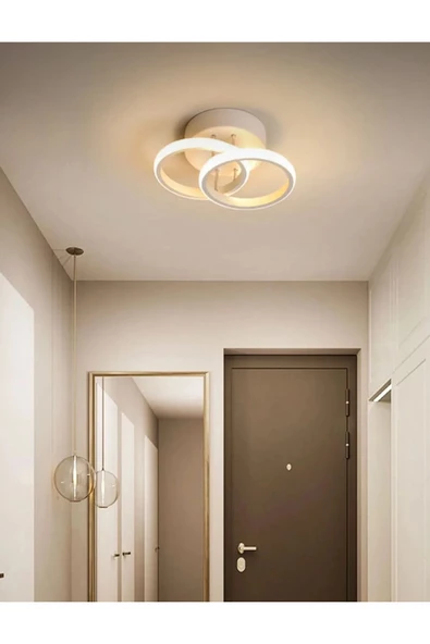 burenze Modern Tasarım Ring Plafonyer Tavan Led Avize Beyaz Gövde Power Salon Hol Mutfak Oda Ledli Avize