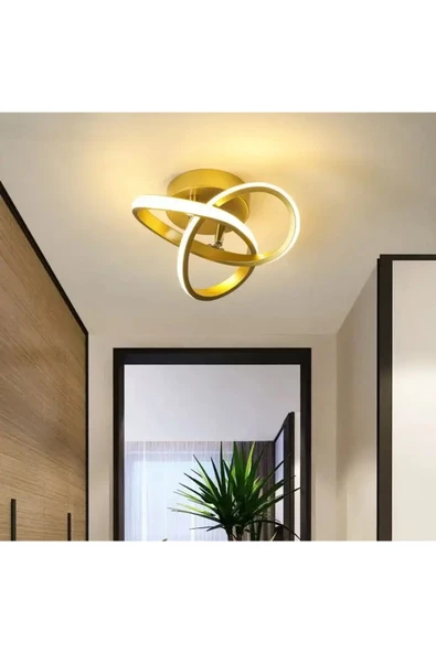 burenze Modern Plafonyer Salon Mutfak Oturma Odası Avize Boomerang Led Avize Eskitme Gold Gün Işığı 4000k - 2