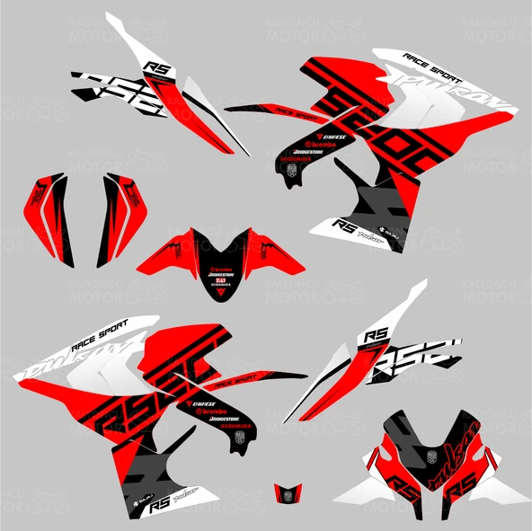 Bajaj Pulsar RS 200  Race Sport Design Sticker Set - 2