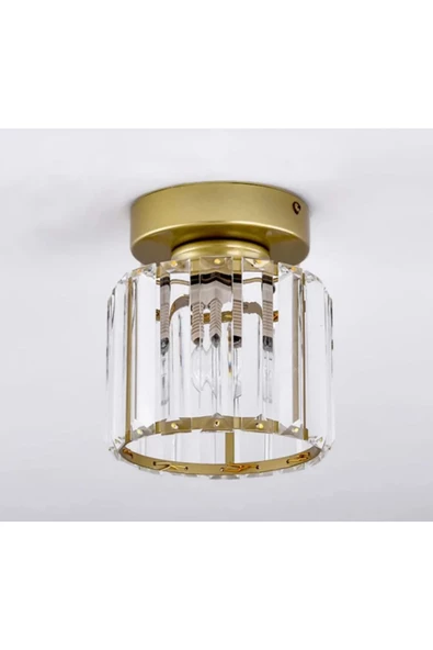 burenze Modern Lüks Kristal Taşlı Plafonyer Avize Eskitme Gold - 3